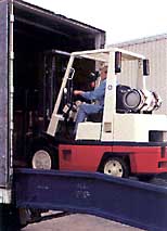 Yard ramp in action with forklift.